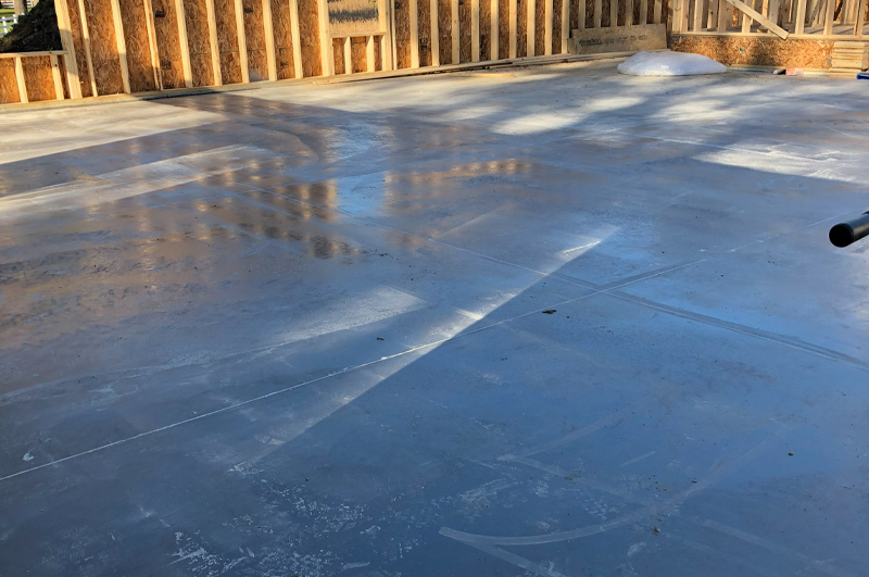 Concrete slab for an attached garage and new home in Albion, Indiana