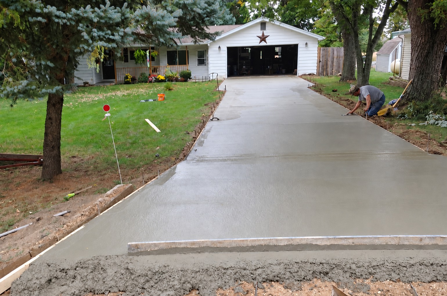 Concrete driveway and connecting sidewalk in Bristol, Indiana by Marc Todd Concrete