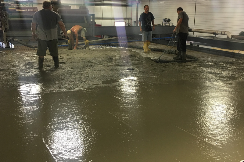 Concrete factory floor slab installation in Bristol, Indiana by Marc Todd Concrete