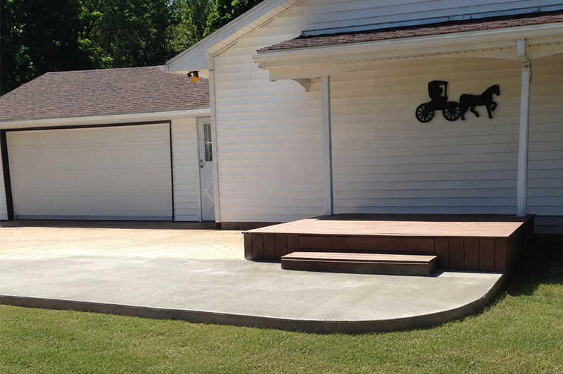 Finished concrete patio completed in Bronson Michigan by Marc Todd Concrete