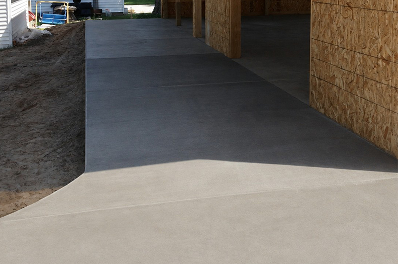 Finished concrete pole barn floor and apron in Bronson Michigan by Marc Todd Concrete