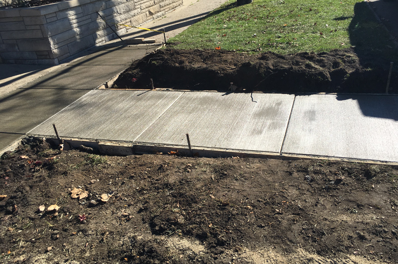 Concrete entry sidewalk completed in Burr Oak, Michigan by Marc Todd Concrete