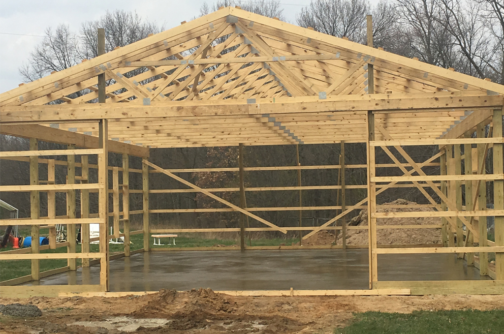 Concrete pole barn floor poured in Colon Michigan by Marc Todd Concrete
