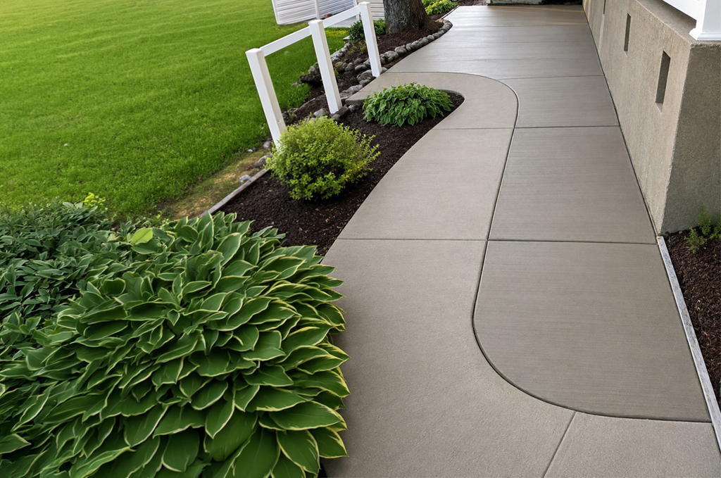 Decorative concrete sidewalk in Constantine Michigan by Marc Todd Concrete