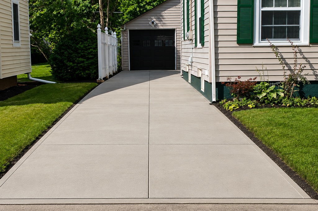 Finished concrete driveway in Constantine Michigan by Marc Todd Concrete