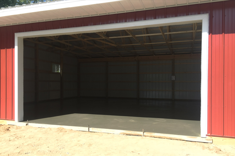 Concrete garage floor installed at Pleasant Lake in Edwardsburg, Michigan