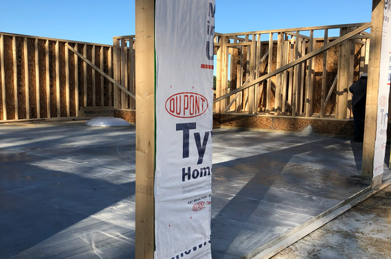 Concrete slab installed for new-home or barndominium construction near Goshen, Indiana