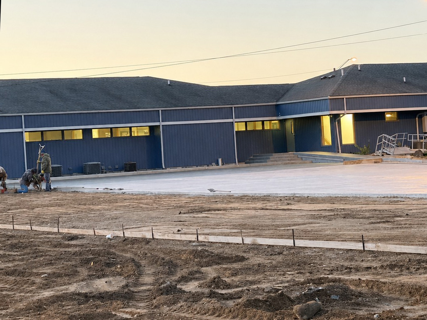 Large concrete parking lot in Goshen, Indiana
