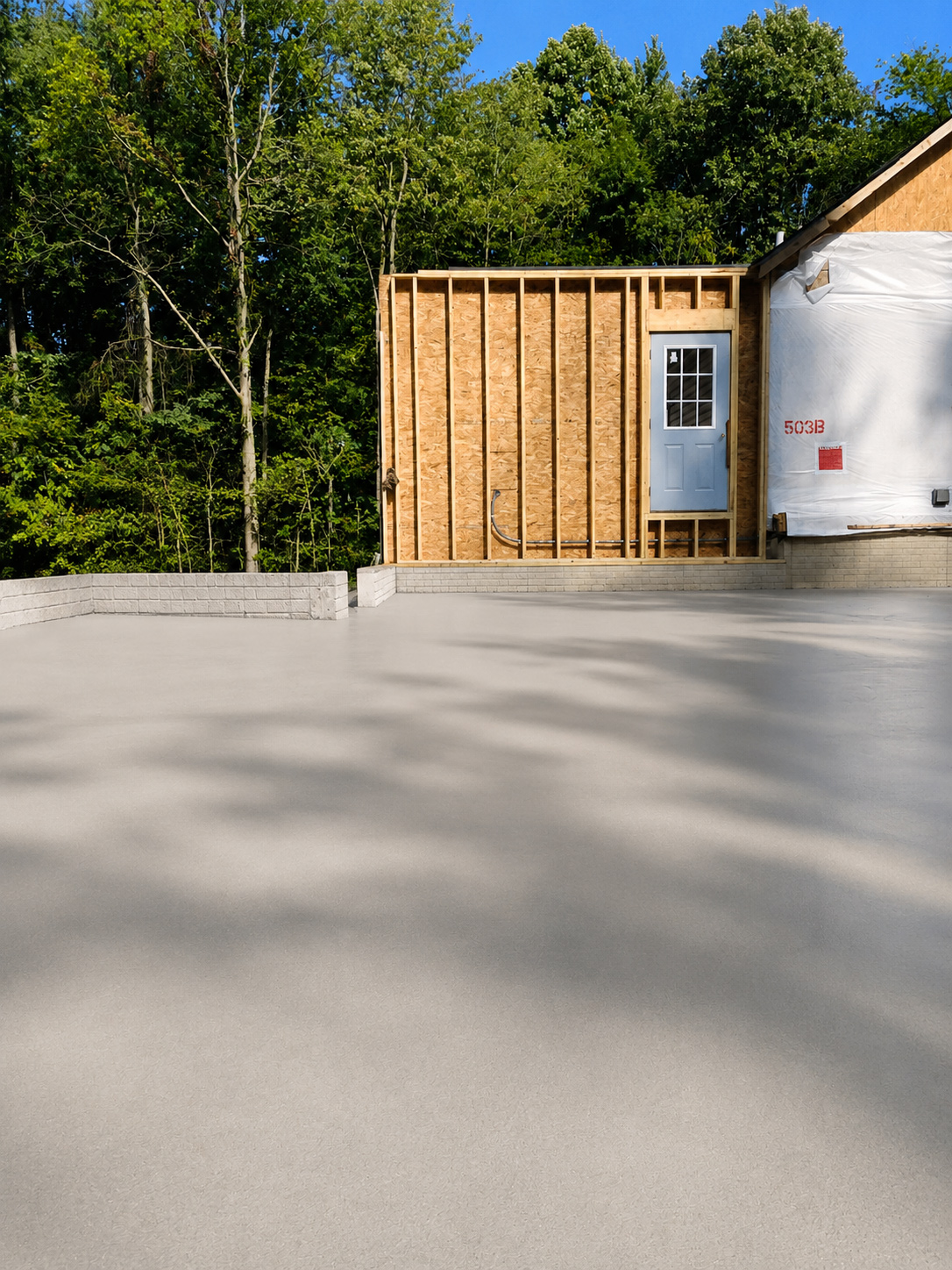 Concrete floor poured for a large home addition in Ligonier, Indiana