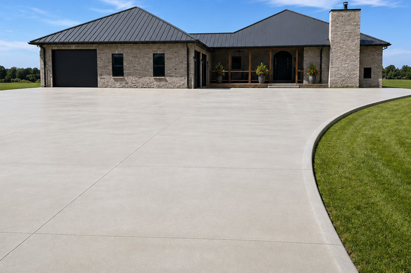 Large concrete driveway with additional parking area in Marshall, Michigan