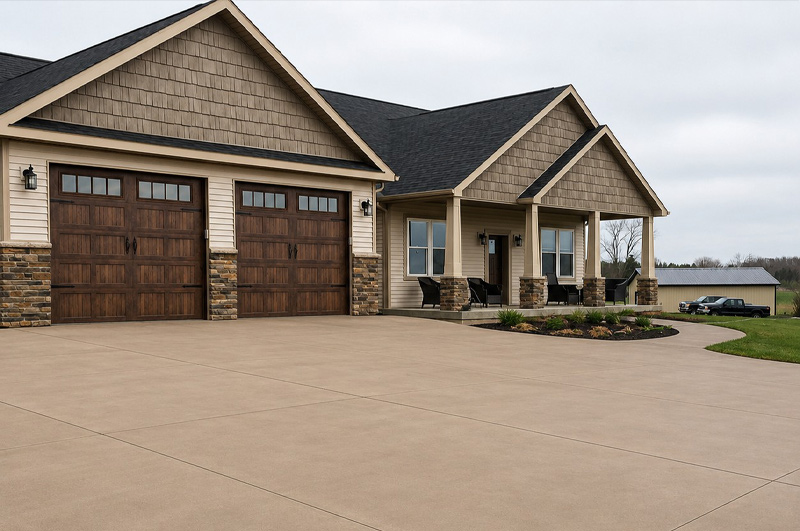 Colored concrete driveway, sidewalk, entrance and parking area in Portage, Michigan