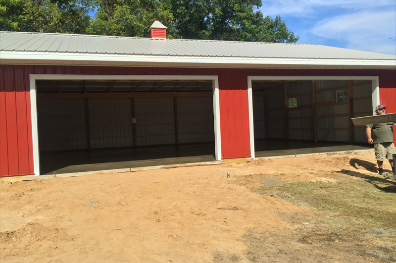 Concrete floor in a detached two-car garage in Schoolcraft, Michigan