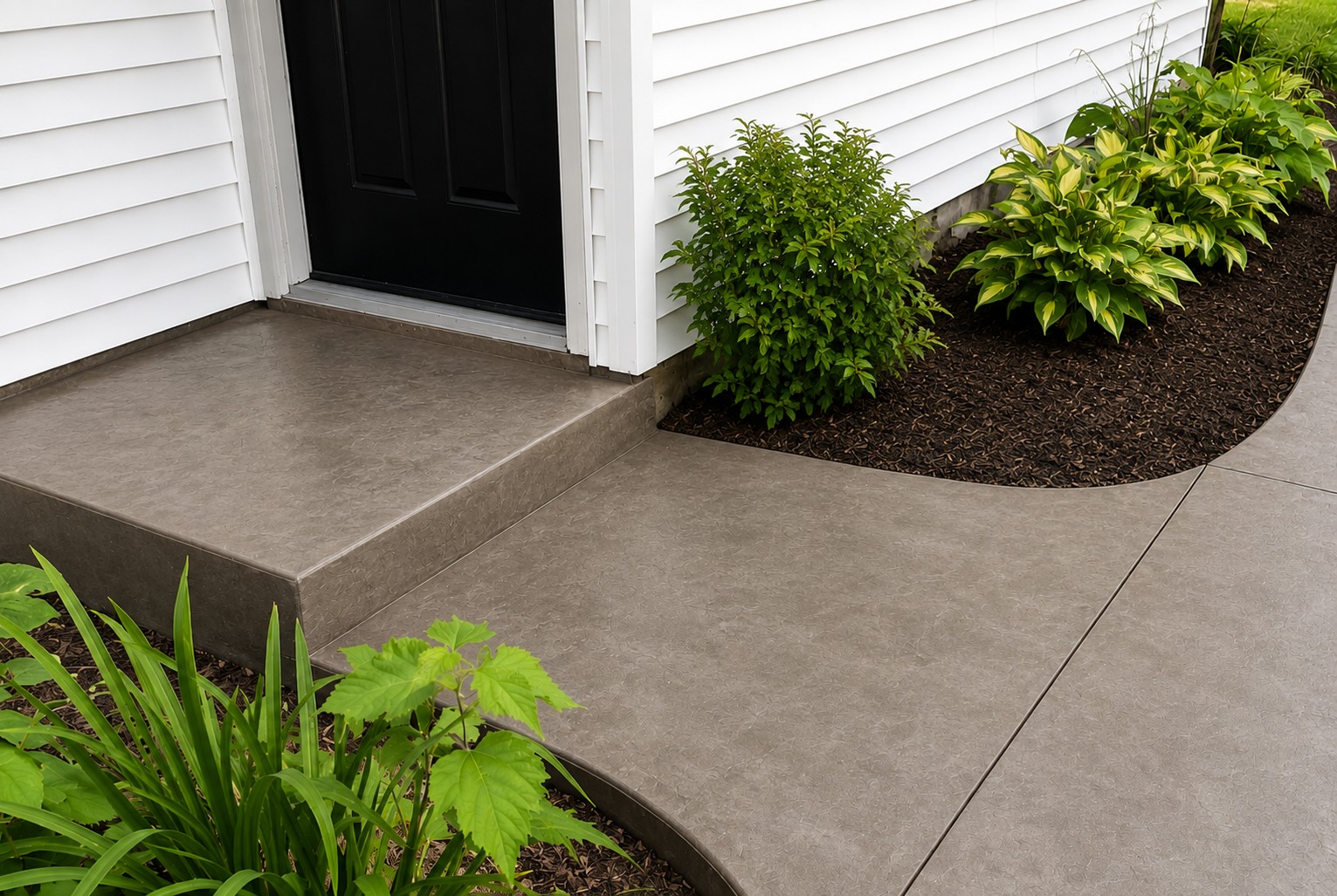 Stamped concrete entry sidewalk in Sturgis Michigan by Marc Todd Concrete