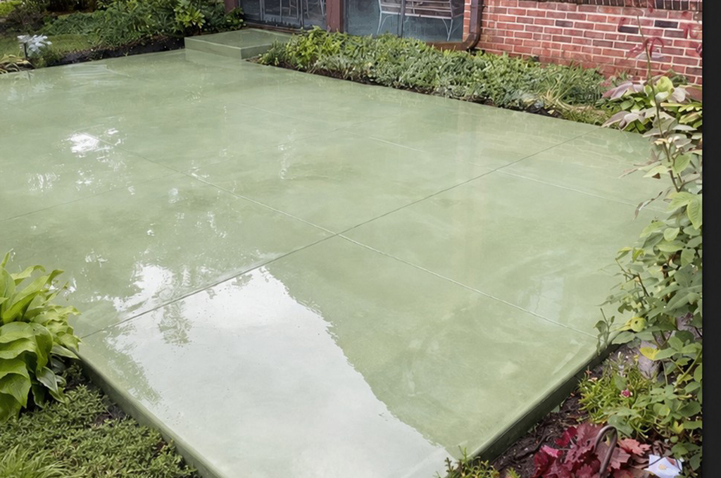 Colored concrete patio in Sturgis Michigan by Marc Todd Concrete
