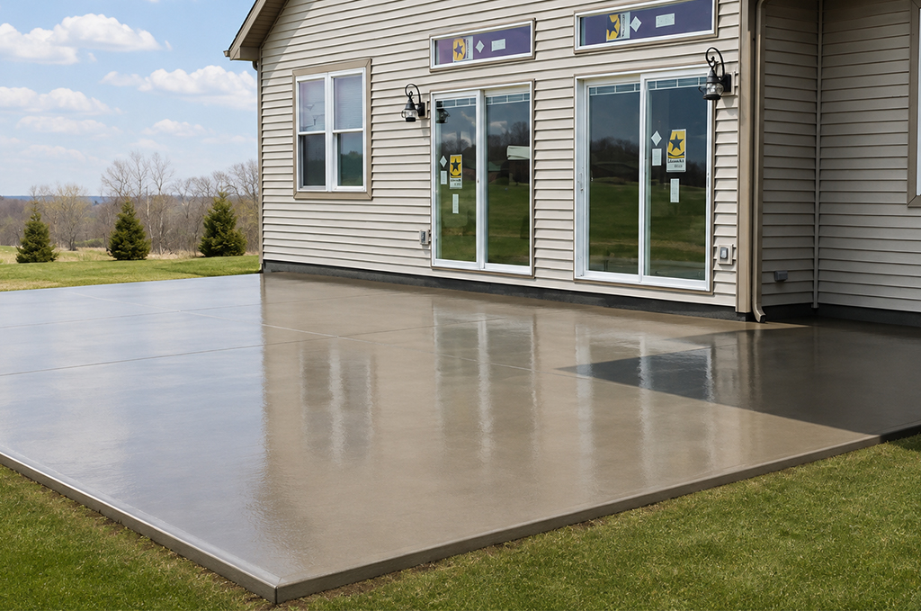 Colored concrete patio in Three Rivers Michigan by Marc Todd Concrete