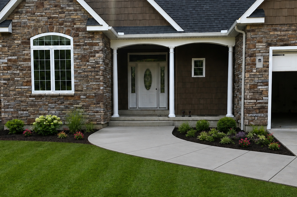 Concrete sidewalk, front porch and driveway in Three Rivers Michigan by Marc Todd Concrete