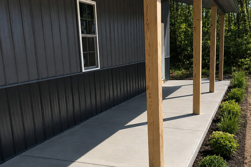 Concrete floor and porch for new construction in Topeka, Indiana