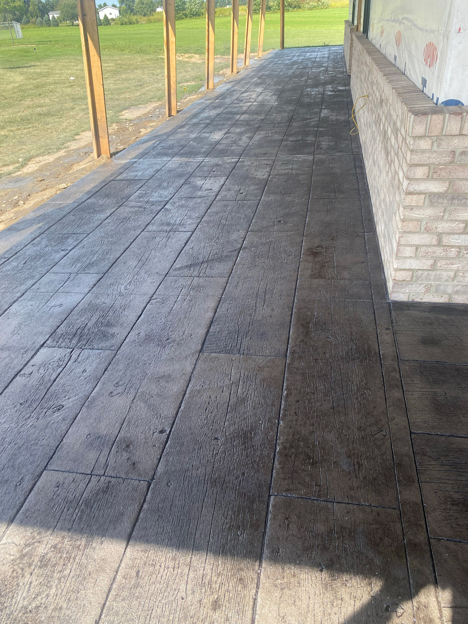 Wood-pattern stamped concrete in Topeka, Indiana