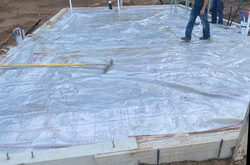 Heated concrete foundation floor for a new home at Union Lake in Union City, Michigan