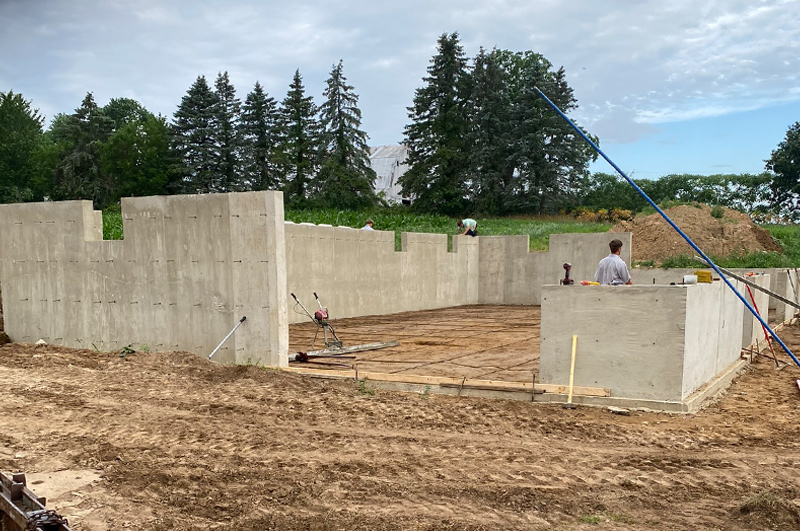 Concrete house floor and foundation at Union Lake in Union City, Michigan