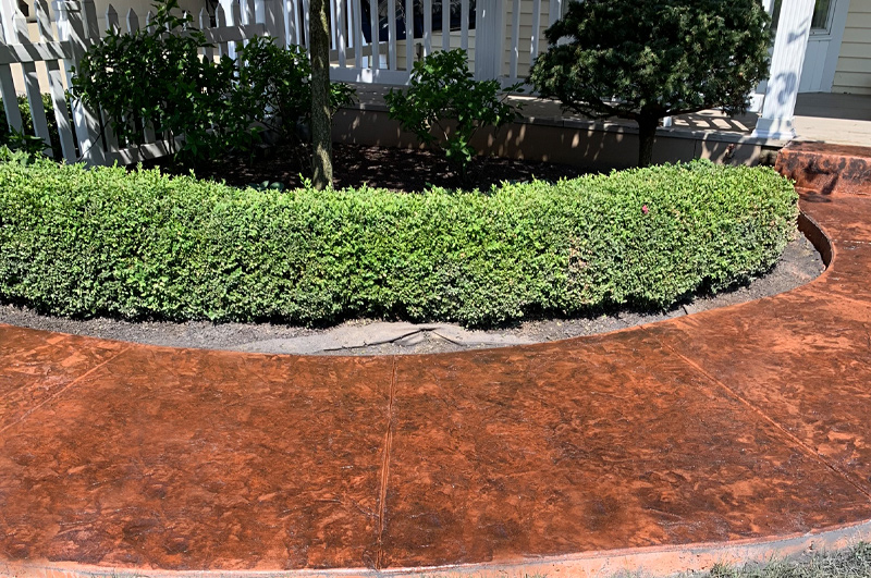 Stamped concrete front entry and sidewalk in Vandalia, Michigan by Marc Todd Concrete
