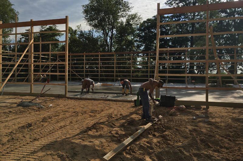 Commercial pole barn concrete floor installed in Vicksburg, Michigan