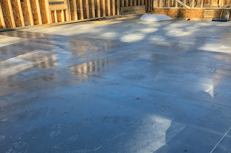 Sealed concrete slab for new-home construction in Vicksburg, Michigan