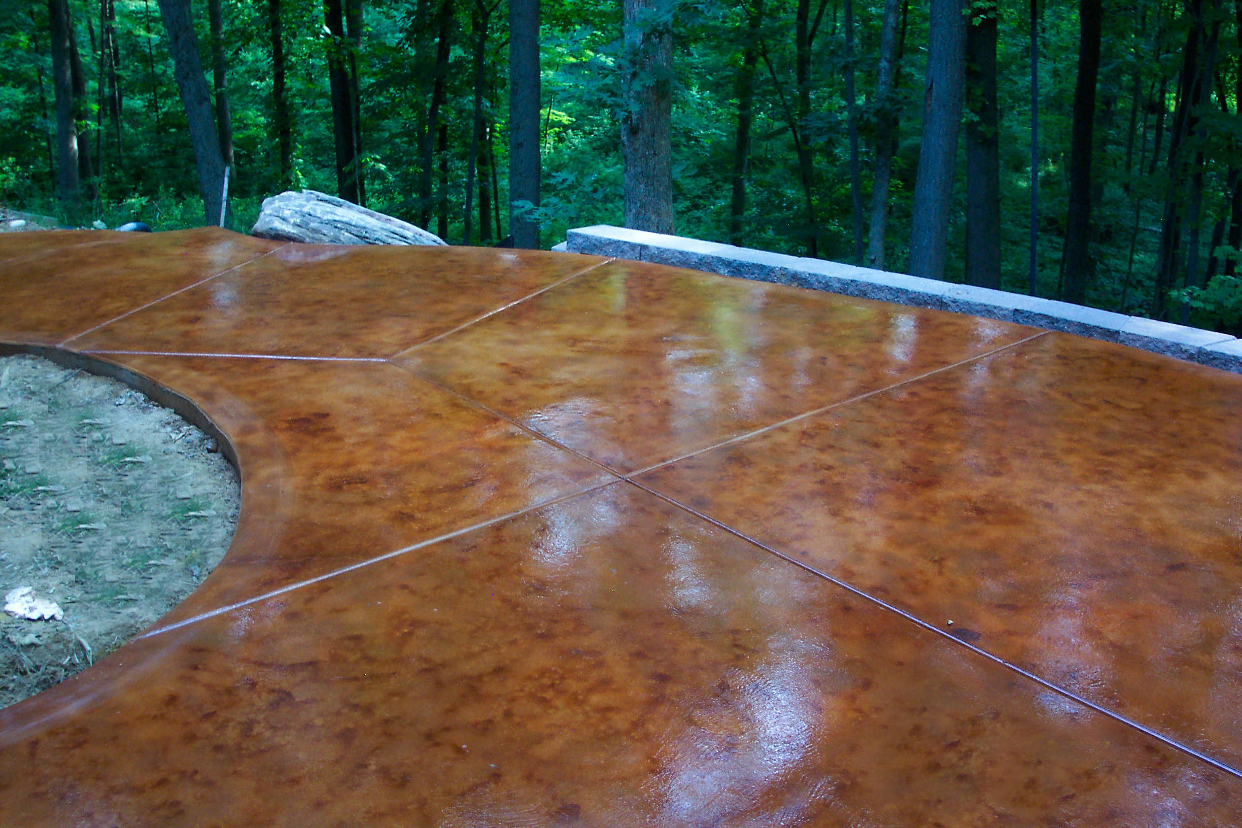 stained cement patio