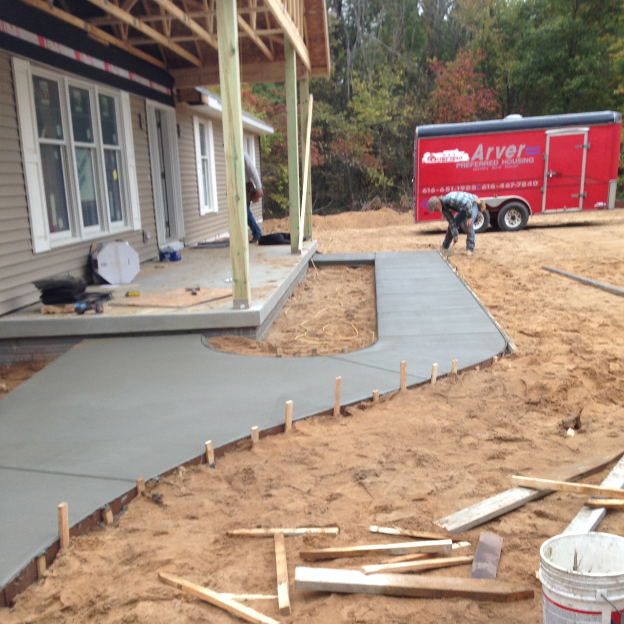 Finished colored concrete sidewalk installation in Granger, Indiana