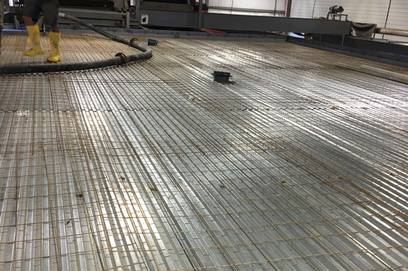 Preparation for a second-story lightweight concrete floor at Lennard Ag in LaGrange Indiana