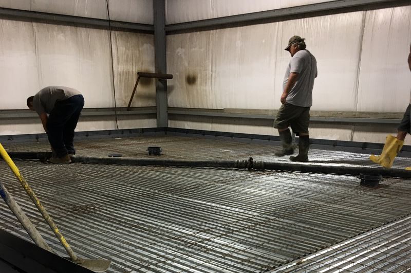 Reinforcement and elevated floor system prepared for lightweight concrete placement