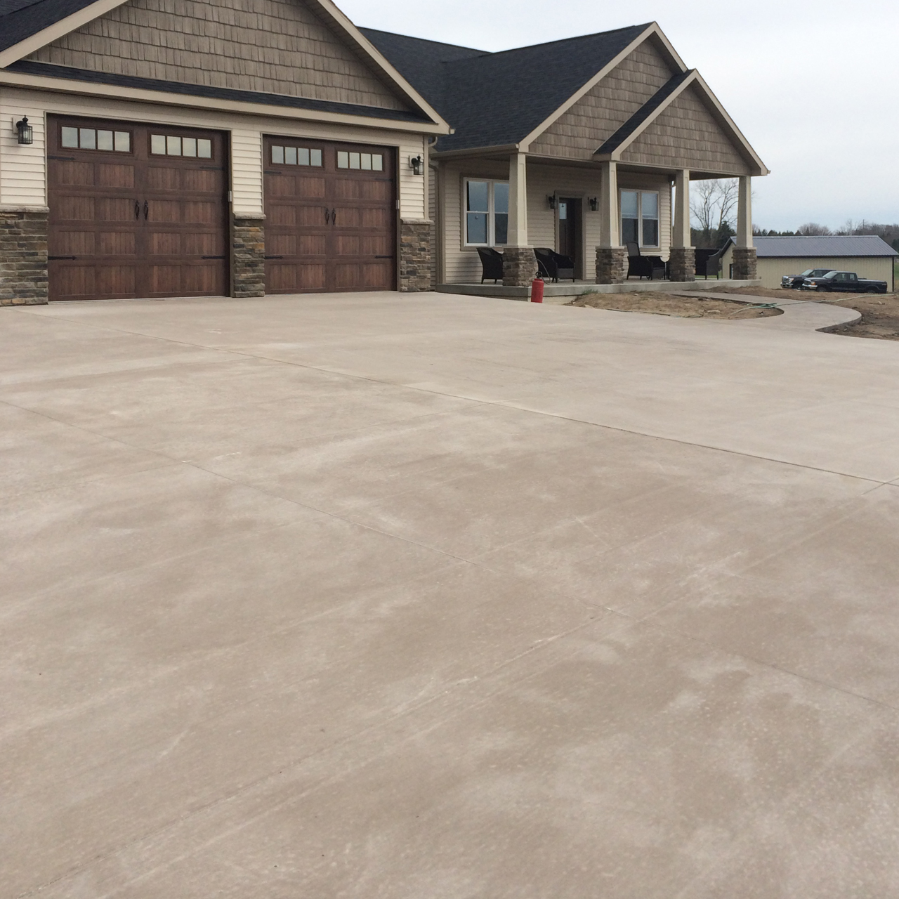 Large colored concrete driveway in LaGrange Indiana by Marc Todd Concrete