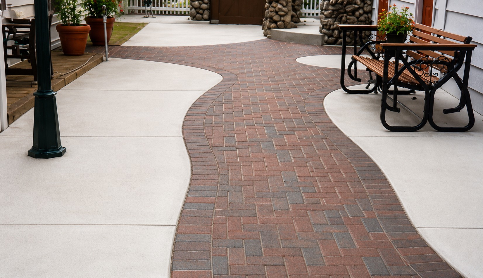 Custom concrete paver patio completed by Marc Todd Concrete