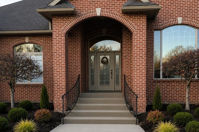 Custom concrete steps for grand entryway