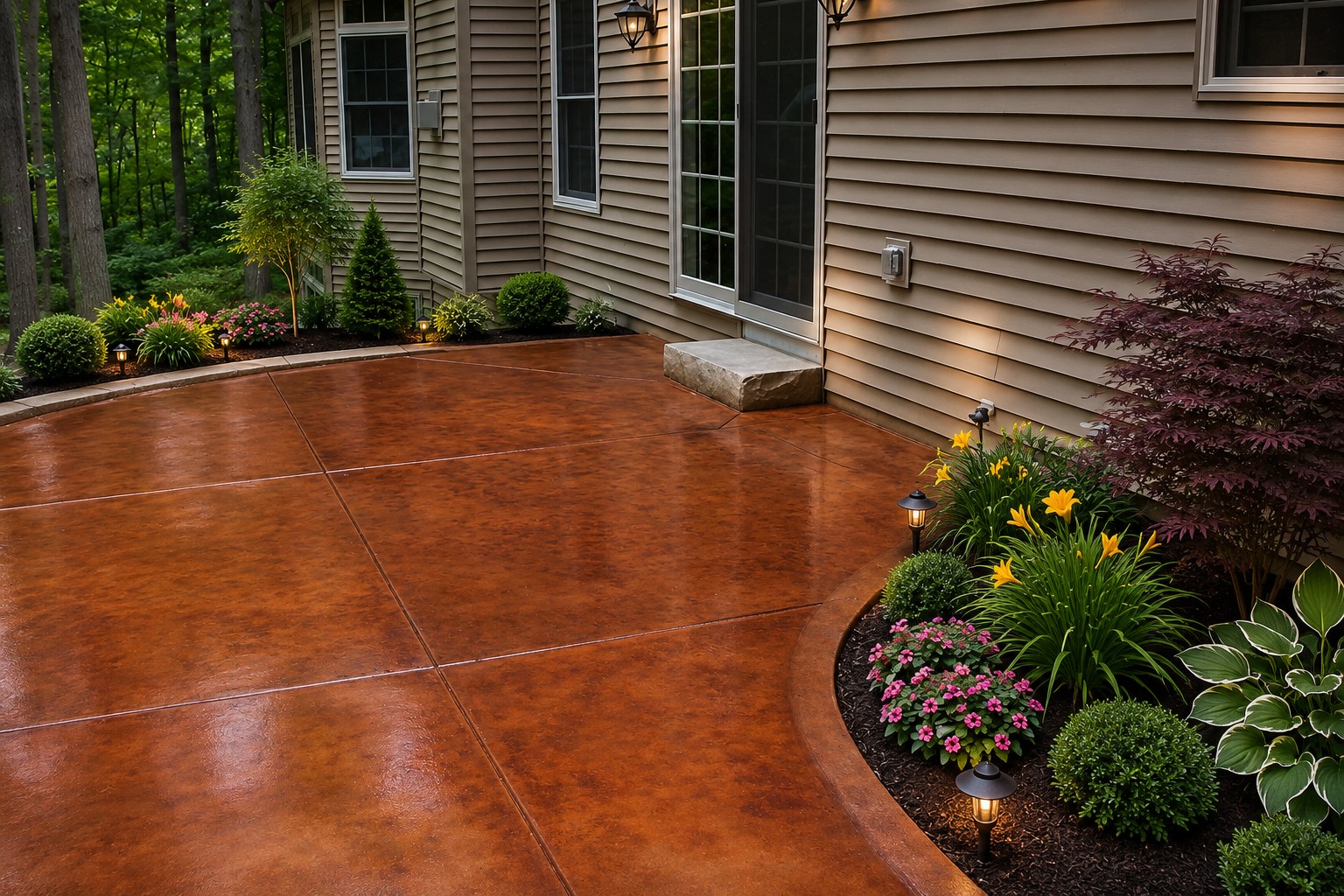 Acid stained concrete patio in LaGrange, Indiana by Marc Todd Concrete