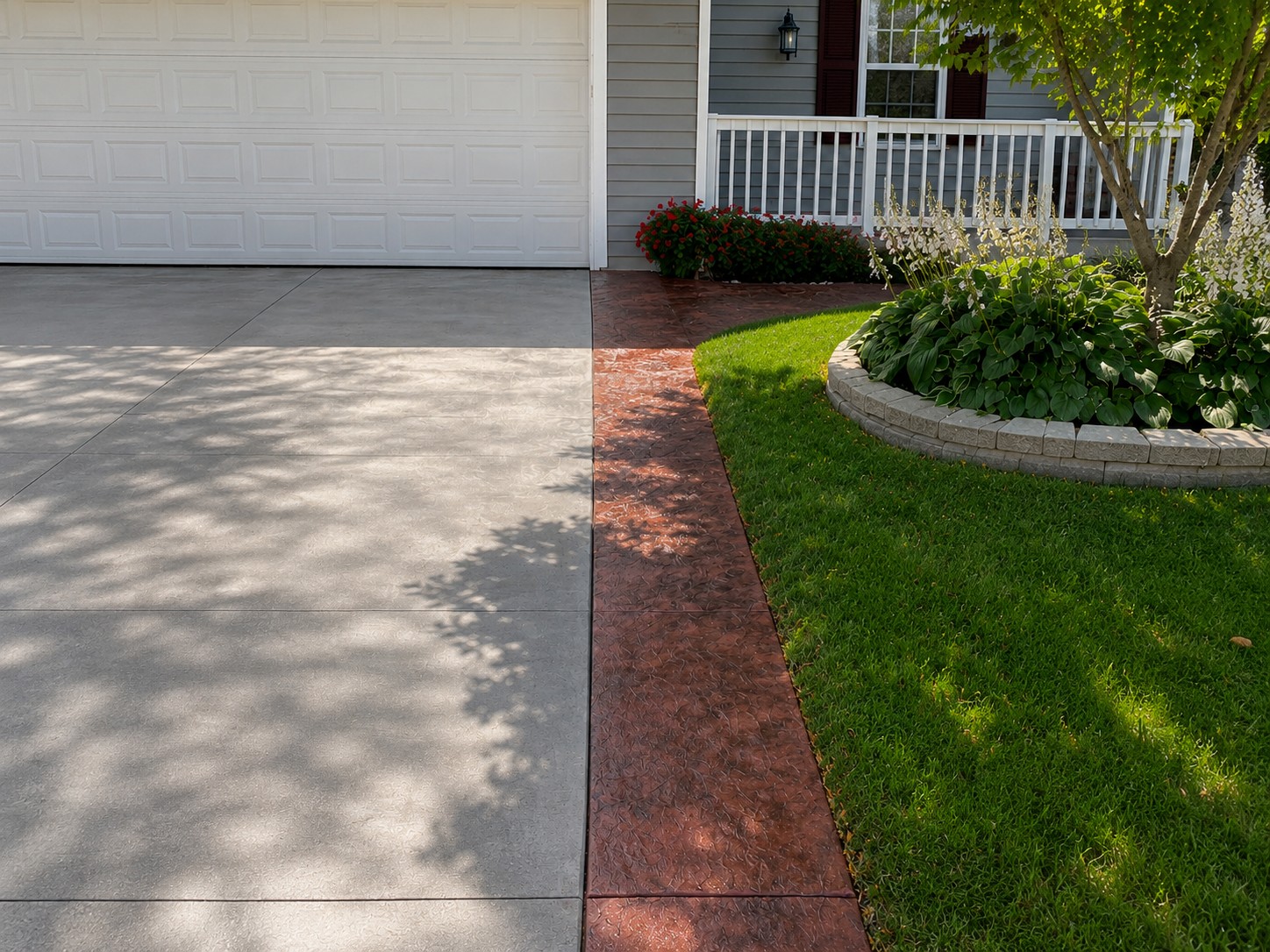 Colored concrete driveway in White Pigeon, Michigan