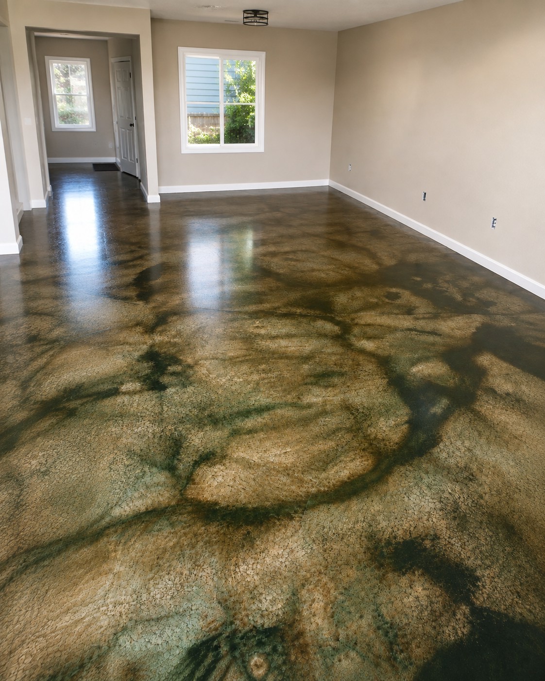 Colored concrete floor in Three Rivers, Michigan