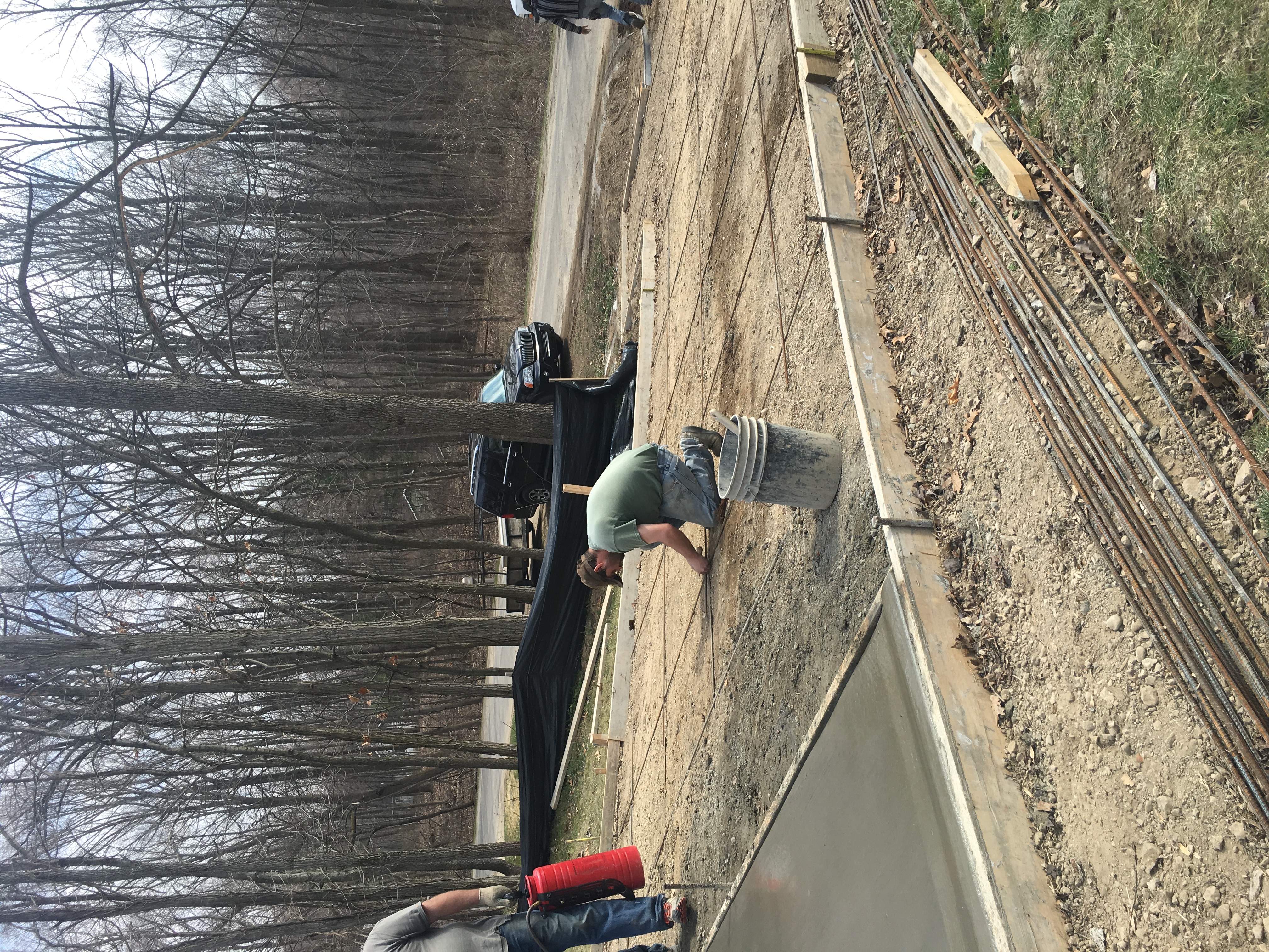Steel reinforcement and forms prepared for a concrete driveway by Marc Todd Concrete