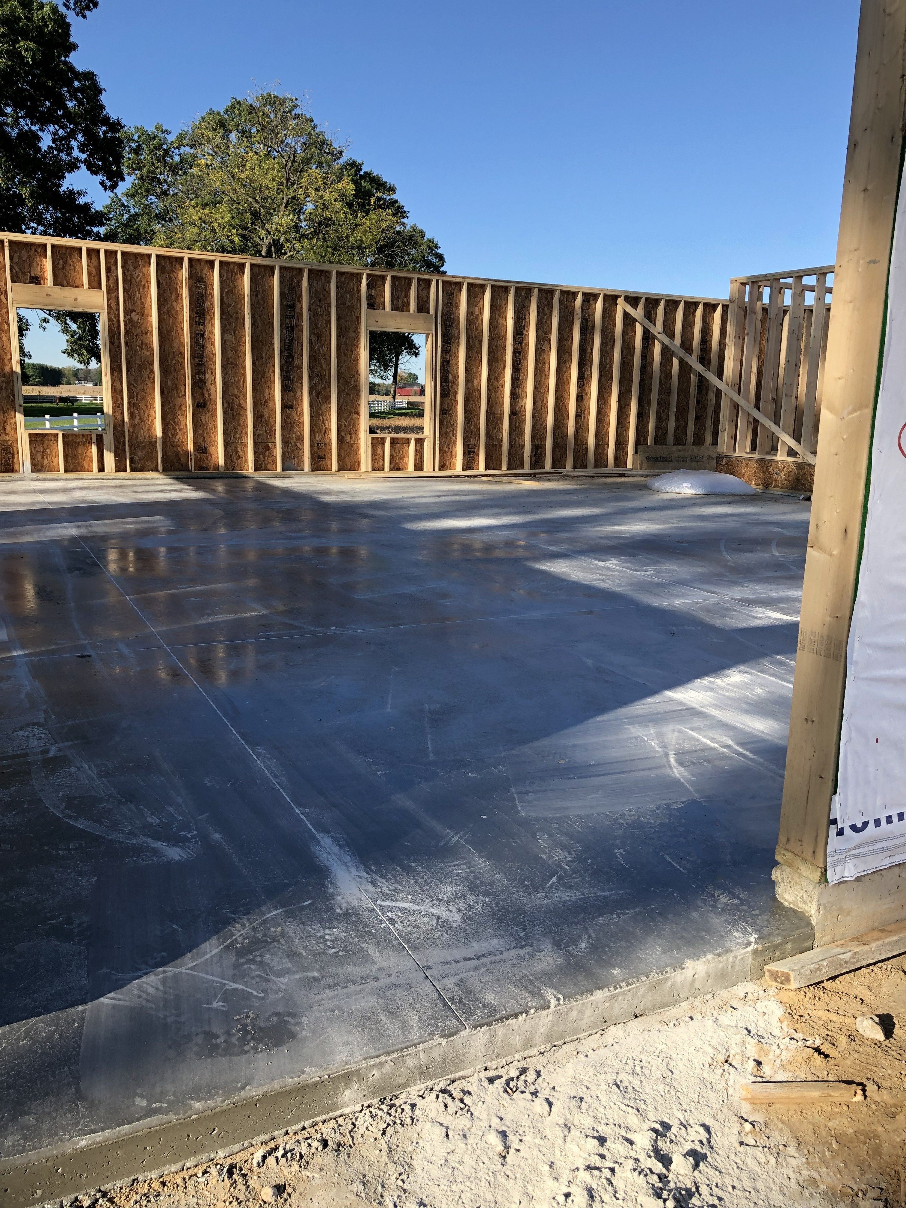 Large reinforced concrete garage floor in Lakeville Indiana