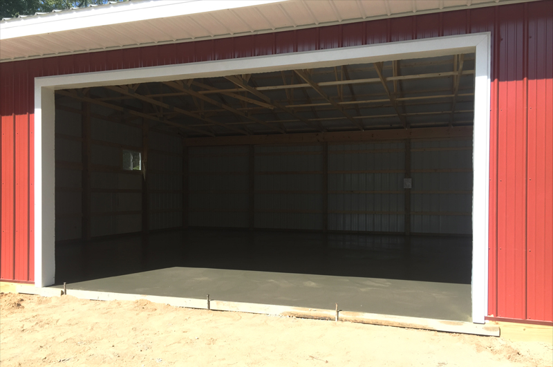 Professionally finished concrete garage floor in Jones Michigan
