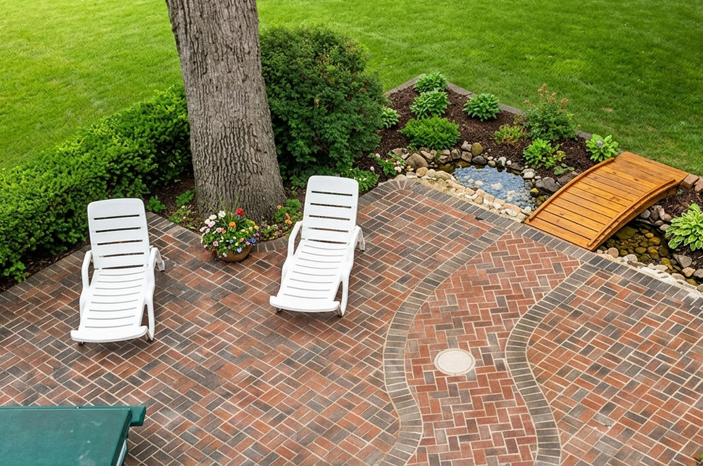 Paving brick patio at Klinger Lake near White Pigeon Michigan