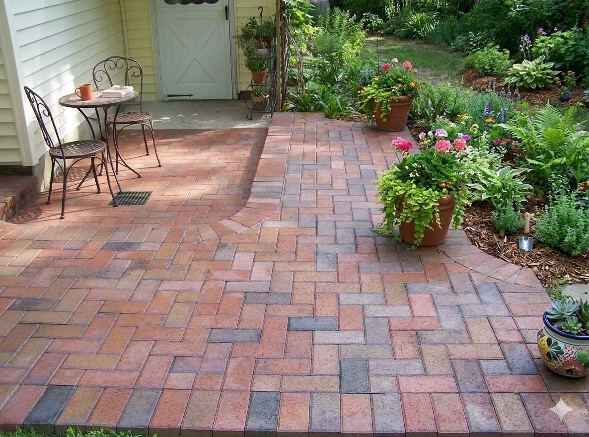 Finished concrete paver installation at Klinger Lake near Sturgis Michigan