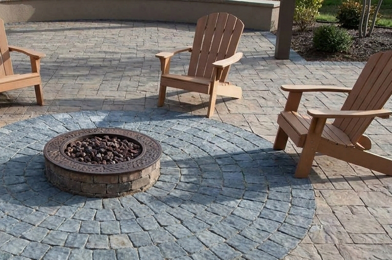 Concrete paver patio at Lake Templene near Centreville Michigan
