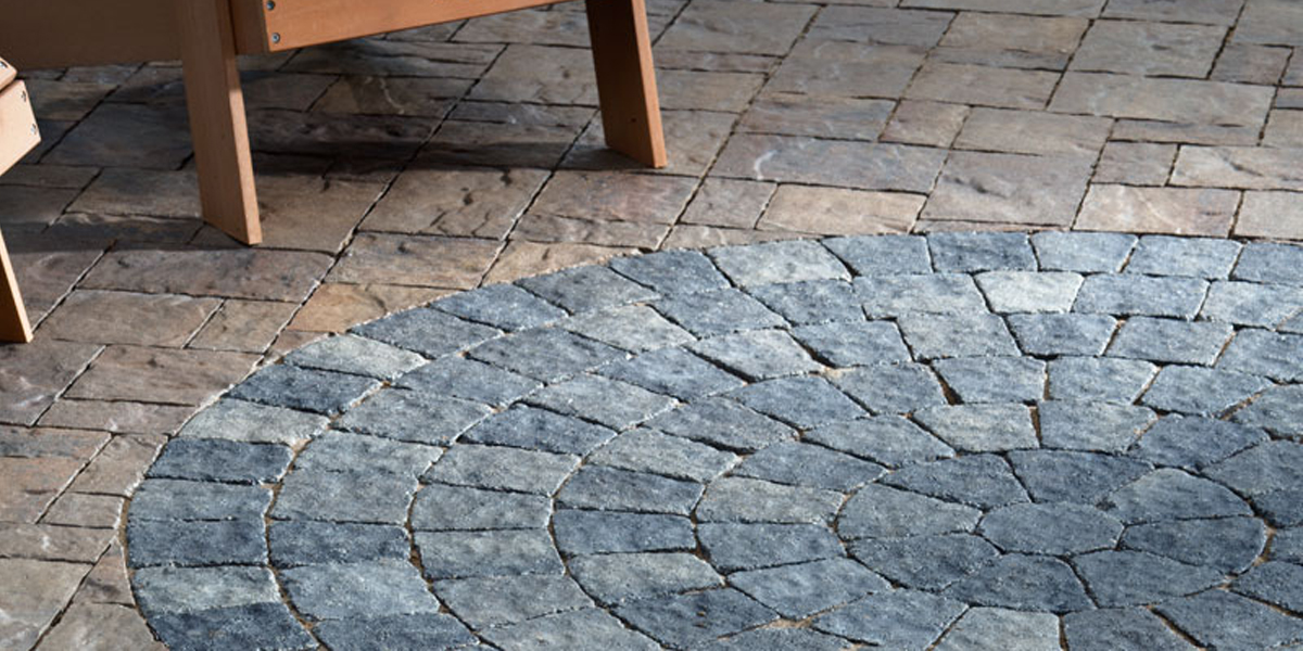 Paving brick outdoor living area at Lake Templene near Centreville Michigan