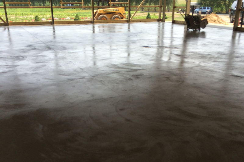 Pole barn concrete floor, apron and sidewalk installed in Kendallville, Indiana