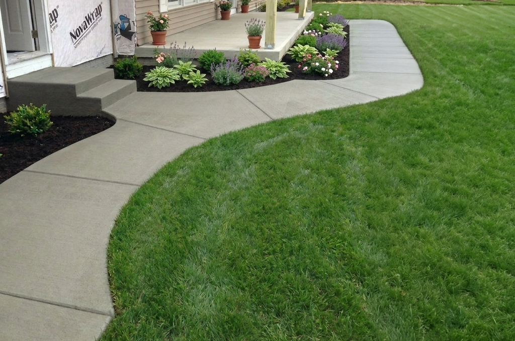 Curbed concrete sidewalk in Centreville, Michigan
