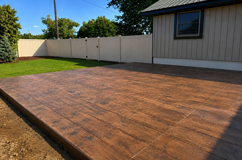 Decorative stamped concrete patio completed in Sturgis, Michigan